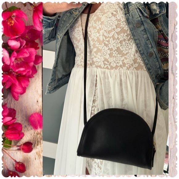 INTAGE COACH KIMBALL HALF-MOON BLACK LEATHER CROSSBODY BAG 9911 - Picture 9 of 16